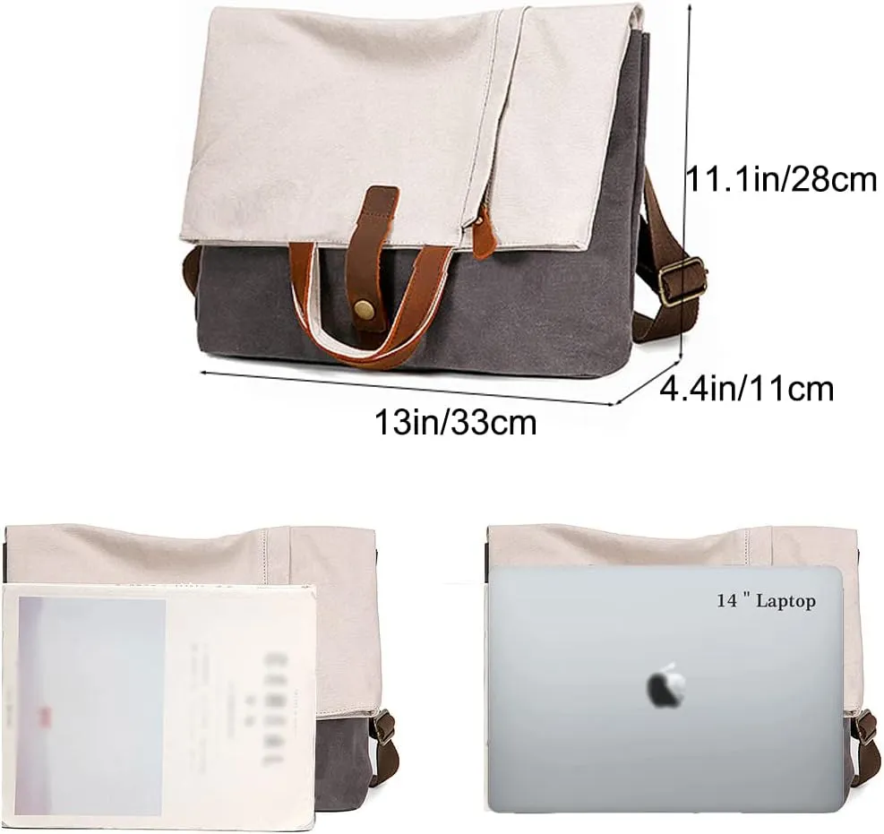 Messenger Bag for Men Waterproof Canvas Crossbody Bag Unisex 14-17in Laptop Bag Top Handle Briefcase Business Bag