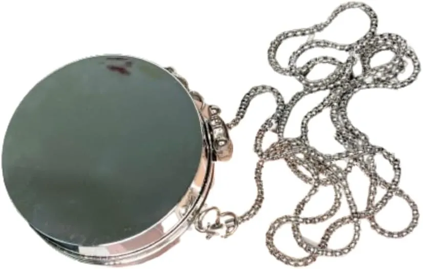 Metal Mini Round Pancake Shoulder Bag Crossbody Bags, Women Shoulder Circular Mirror Bag Chain Evening Clutch Bag Metal Lipstick Bag