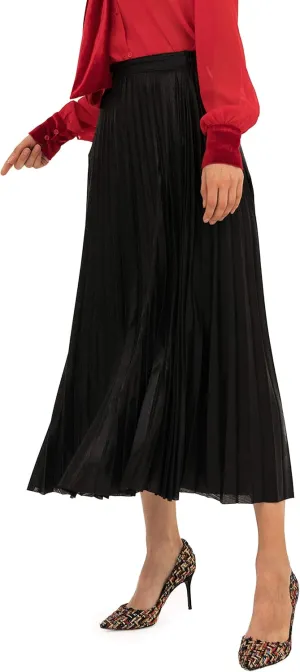 Metallic Pleated Skirts for Women High Waist Shiny Sequin A-Line Long Midi Skirts Plus Size