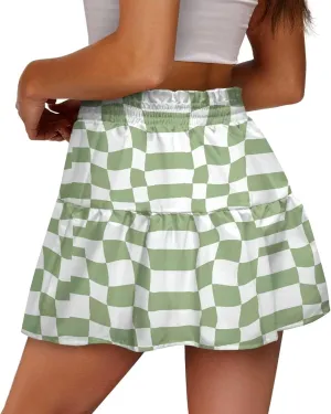Mini Skirt for Women High Waist Skater Skirt Ruffle Slim Skirt Airy Soft Summer Short Skirt Dating Club Party Dress
