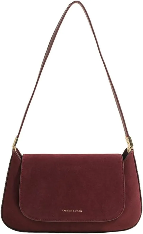 Mini Suede Shoulder Bag for Women Vintage Flap Satchel Purse Luxury Suede Crossbody Bag Causal Office College Handbag 2024