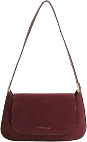 Mini Suede Shoulder Bag for Women Vintage Flap Satchel Purse Luxury Suede Crossbody Bag Causal Office College Handbag 2024