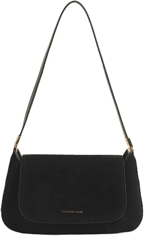 Mini Suede Shoulder Bag for Women Vintage Flap Satchel Purse Luxury Suede Crossbody Bag Causal Office College Handbag 2024