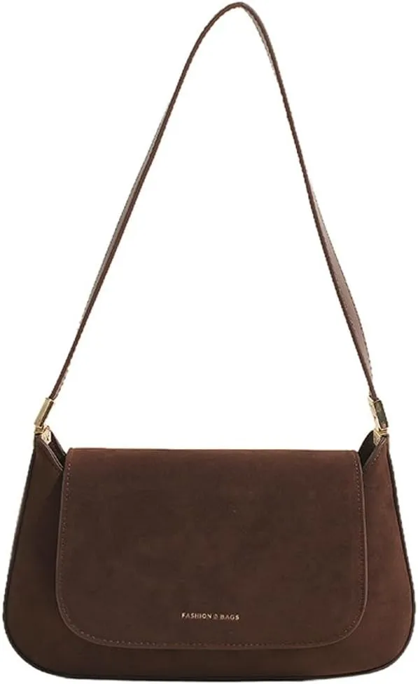 Mini Suede Shoulder Bag for Women Vintage Flap Satchel Purse Luxury Suede Crossbody Bag Causal Office College Handbag 2024