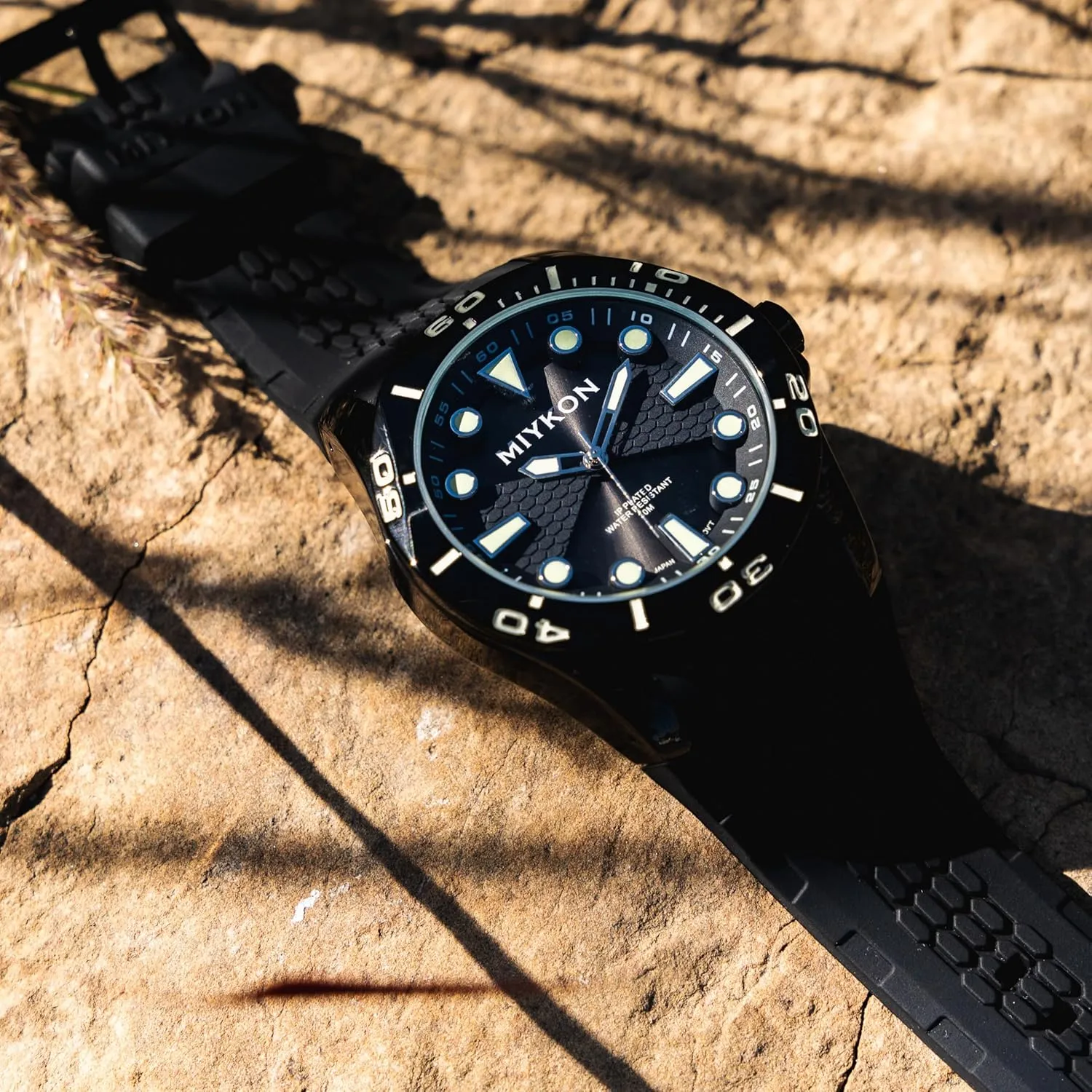 Miykon Dive Watches for Men | Casual Sports Analog Watch Men with Genuine Comfortable Silicone Band | Ion Polished, Luminous Hands, Scratch Resistant Glass, Japanese Quartz, 100ft Water Resistant