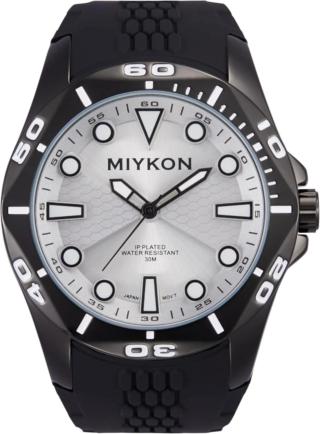 Miykon Dive Watches for Men | Casual Sports Analog Watch Men with Genuine Comfortable Silicone Band | Ion Polished, Luminous Hands, Scratch Resistant Glass, Japanese Quartz, 100ft Water Resistant