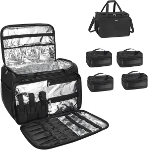 MONSTINA Professional Hairdressing Bag with 4 small bag, Toiletry Travel Bag, Cosmetics Beauty Hairdresser Bag with Shoulder Strap, Hair Makeup Salon Organizer Bag for Barber Insulation Material