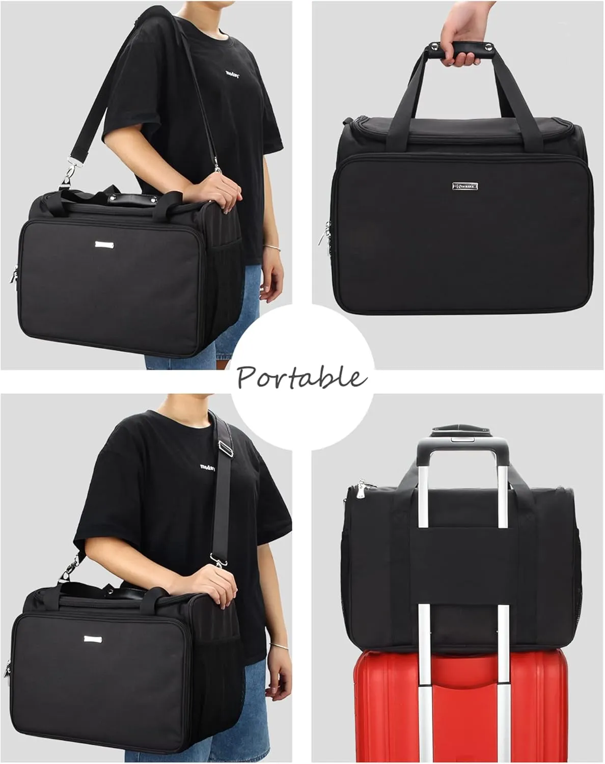 MONSTINA Professional Hairdressing Bag with 4 small bag, Toiletry Travel Bag, Cosmetics Beauty Hairdresser Bag with Shoulder Strap, Hair Makeup Salon Organizer Bag for Barber Insulation Material