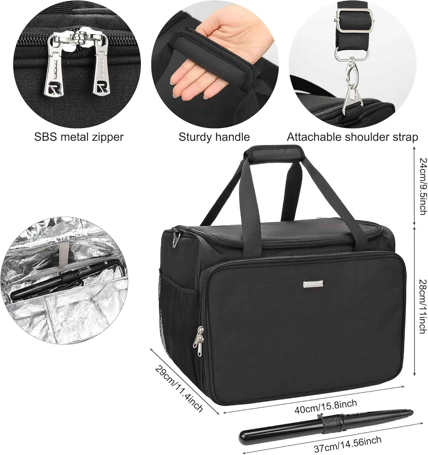 MONSTINA Professional Hairdressing Bag,Hairstylist Travel Bag,Cosmetics Beauty Hairdresser Bag with Shoulder Strap,Hair Makeup Salon Organizer Bag for Barber Insulation Material