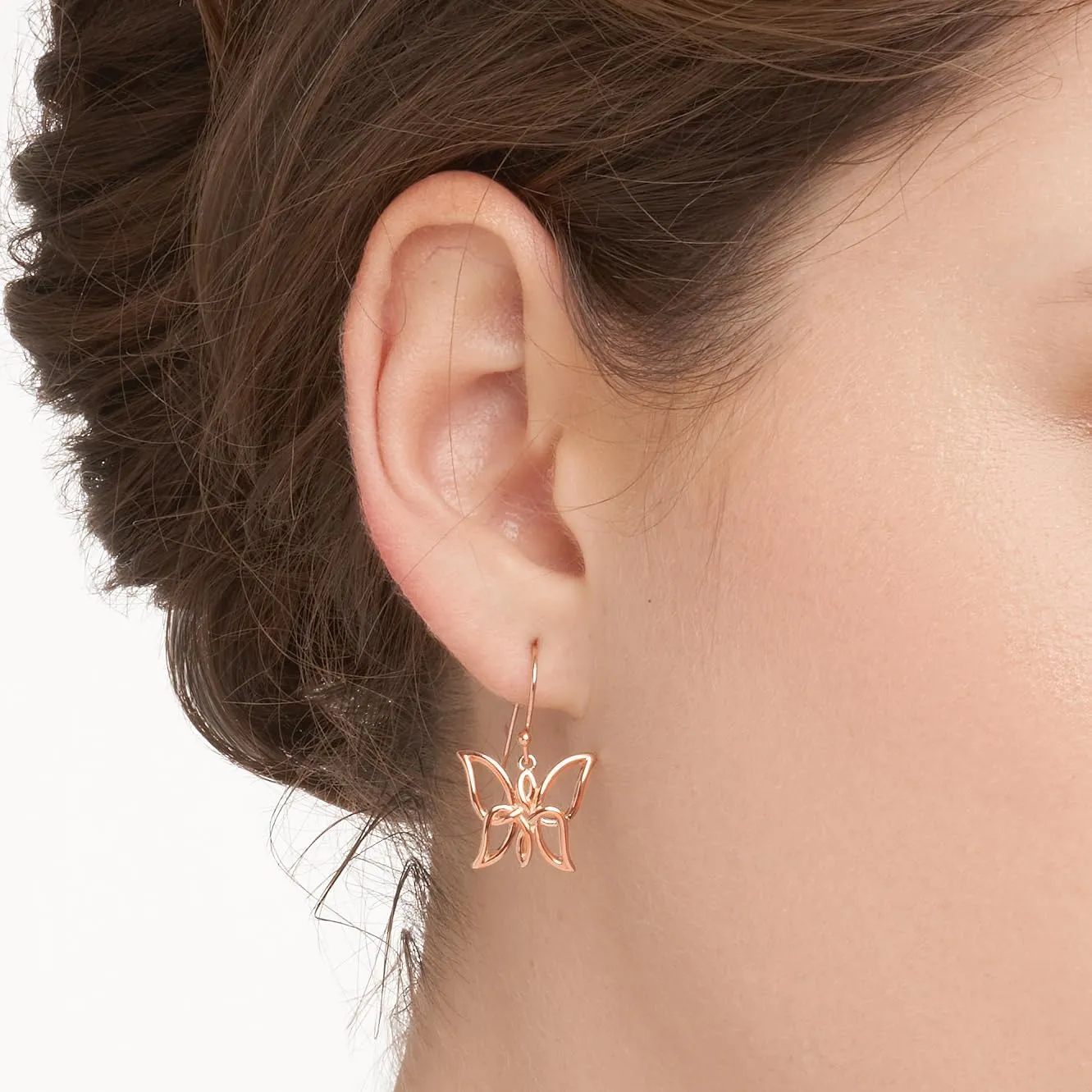 MORGAN & PAIGE .925 Sterling Silver Oxidized, 18K Yellow Gold or 14K Rose Gold Plated Butterfly Celtic Knot Dangle or Stud Earrings for Women - Hypoallergenic Sterling Silver Earrings, Gifts for Her