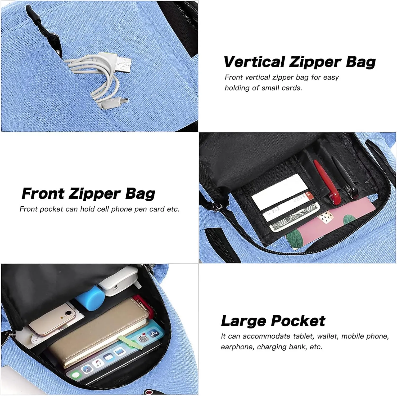 MOSISO Sling Backpack,Canvas Crossbody Hiking Daypack Bag with Anti-theft Pocket