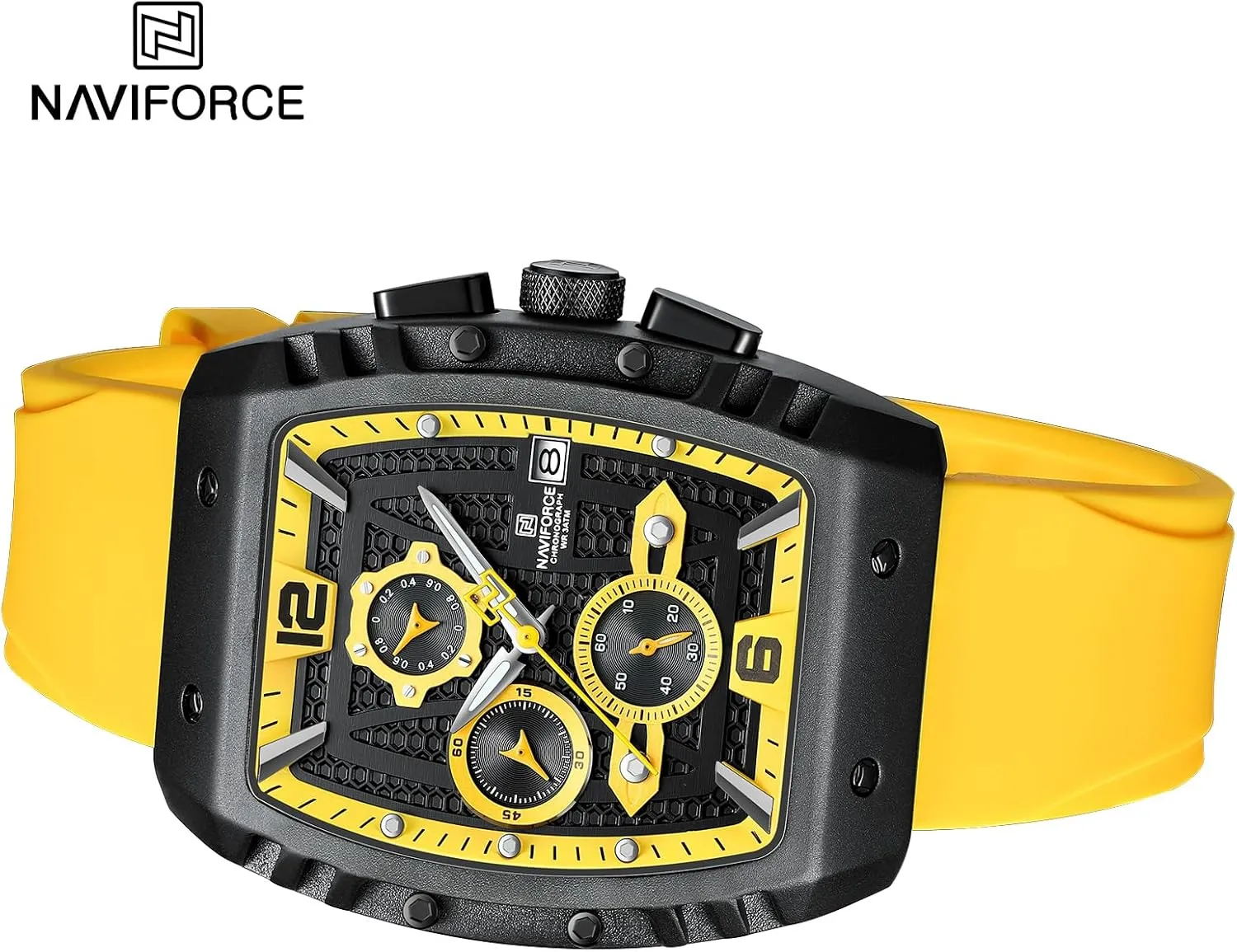 NAVIFORCE Watch Wristwatch Fashion Hollow Big Dial Luminous Waterproof Sport Analog Quartz Business Mens Watches Silicon Strap Dress Watch