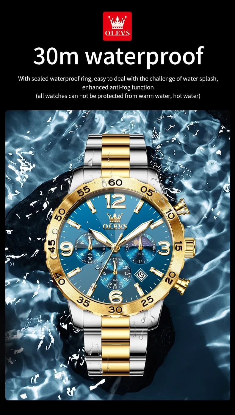 OLEVS Watch for Men Simple Business Dress Analog Stainless Steel Waterproof Luminous Date Easy Read Men Wrsit Watch