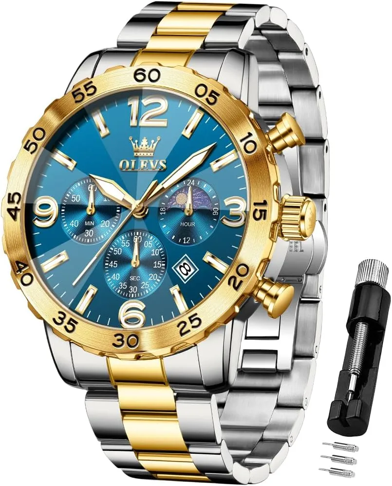 OLEVS Watch for Men Simple Business Dress Analog Stainless Steel Waterproof Luminous Date Easy Read Men Wrsit Watch