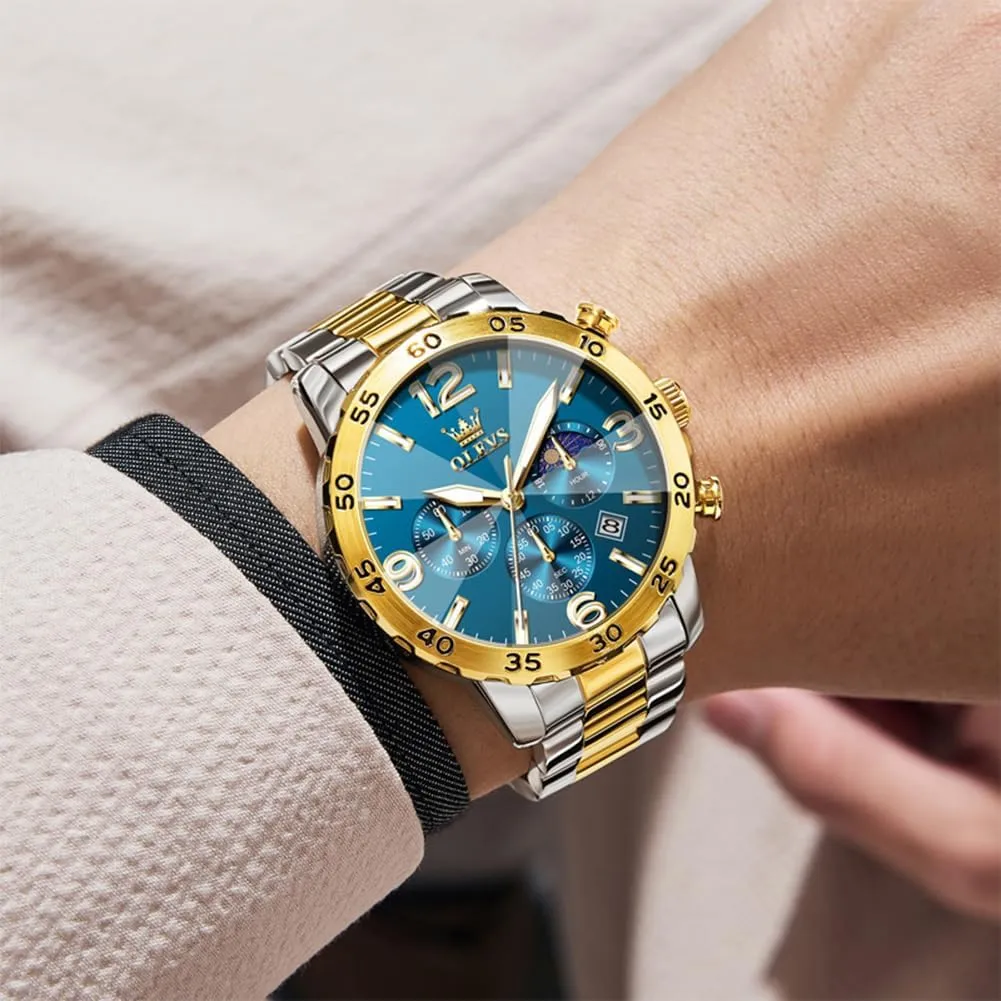 OLEVS Watch for Men Simple Business Dress Analog Stainless Steel Waterproof Luminous Date Easy Read Men Wrsit Watch