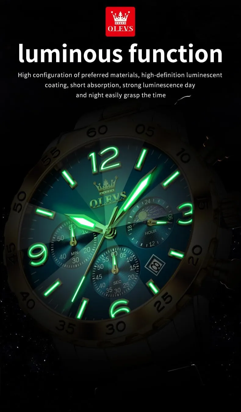 OLEVS Watch for Men Simple Business Dress Analog Stainless Steel Waterproof Luminous Date Easy Read Men Wrsit Watch