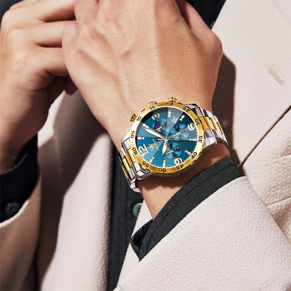 OLEVS Watch for Men Simple Business Dress Analog Stainless Steel Waterproof Luminous Date Easy Read Men Wrsit Watch