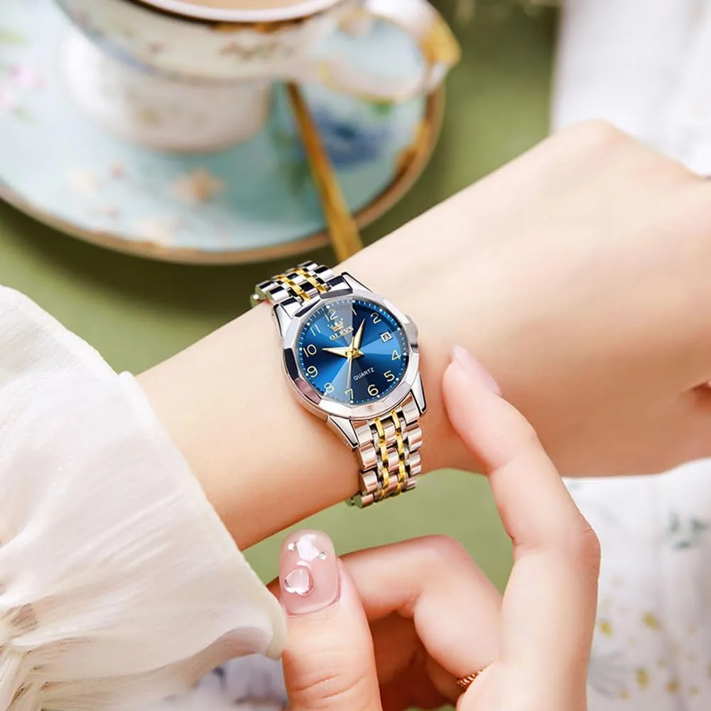 OLEVS Women's Wrist Watches, Small Wrist Stainless Steel Watch for Women, Fashion Dress Analog Quartz Ladies Watch