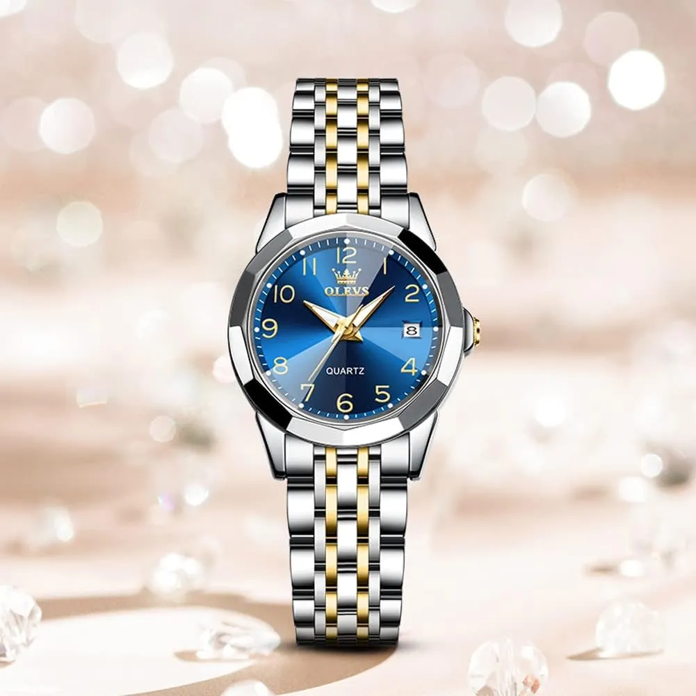 OLEVS Women's Wrist Watches, Small Wrist Stainless Steel Watch for Women, Fashion Dress Analog Quartz Ladies Watch