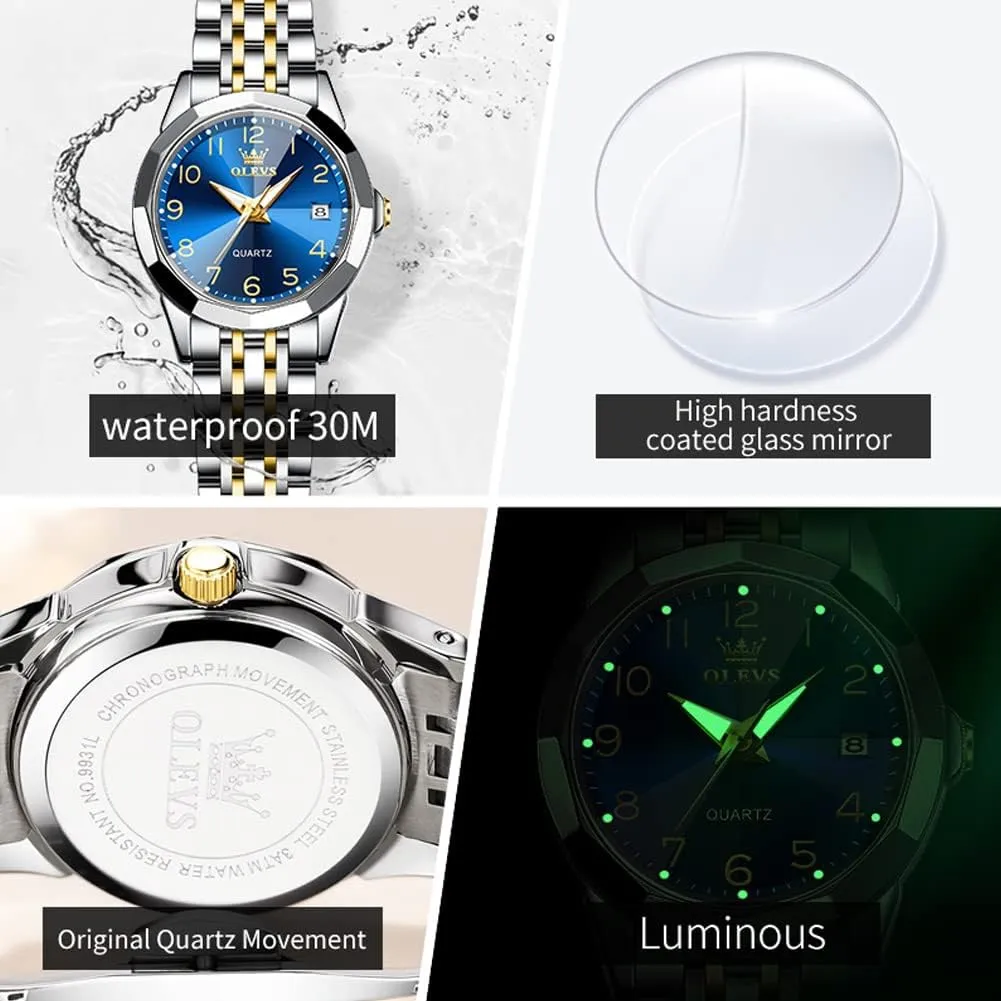 OLEVS Women's Wrist Watches, Small Wrist Stainless Steel Watch for Women, Fashion Dress Analog Quartz Ladies Watch