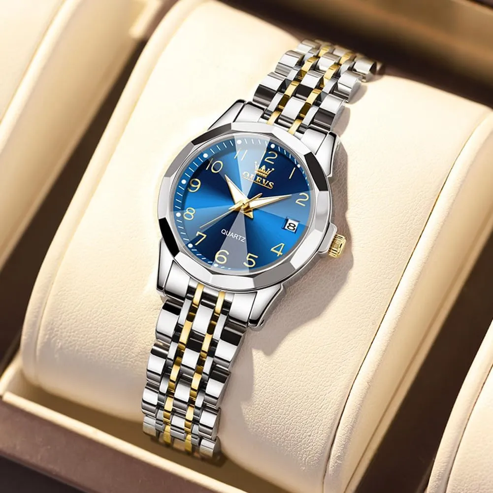OLEVS Women's Wrist Watches, Small Wrist Stainless Steel Watch for Women, Fashion Dress Analog Quartz Ladies Watch