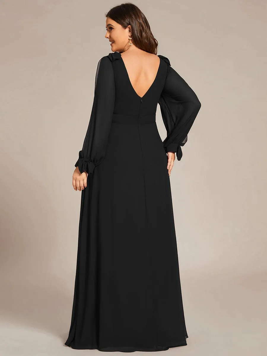 Open Lantern Sleeve A-Line Mother of the Bride Dress