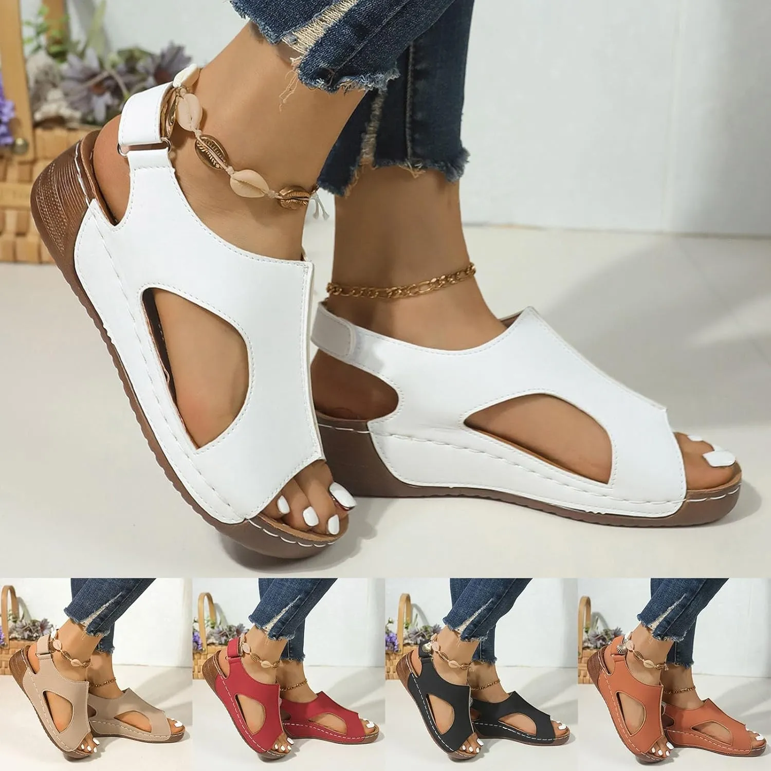 Orthopedic Sandals for Women Arch Support Walking Sandals Comfortable Platform Wedge Sandals Dressy Summer Sandals