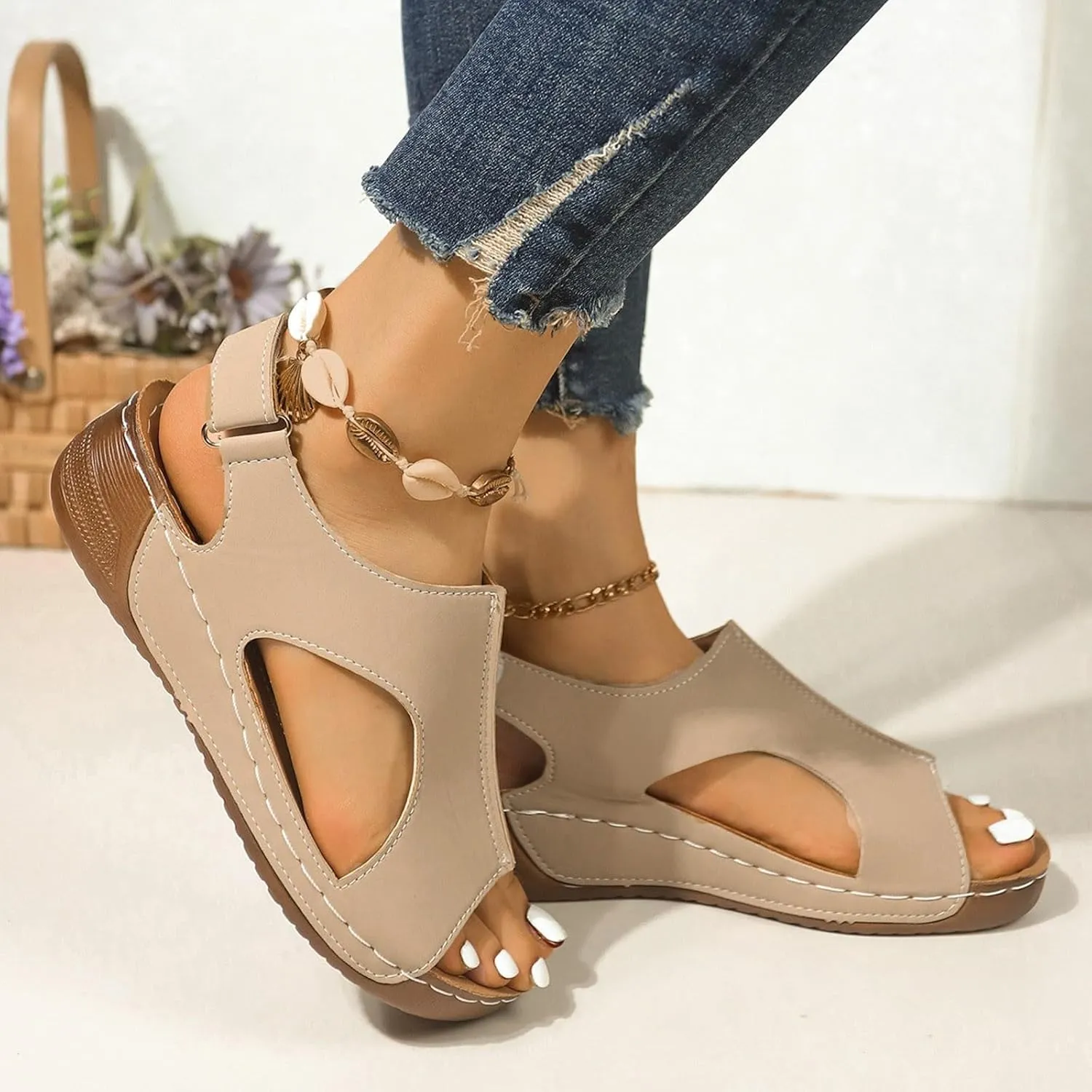 Orthopedic Sandals for Women Arch Support Walking Sandals Comfortable Platform Wedge Sandals Dressy Summer Sandals