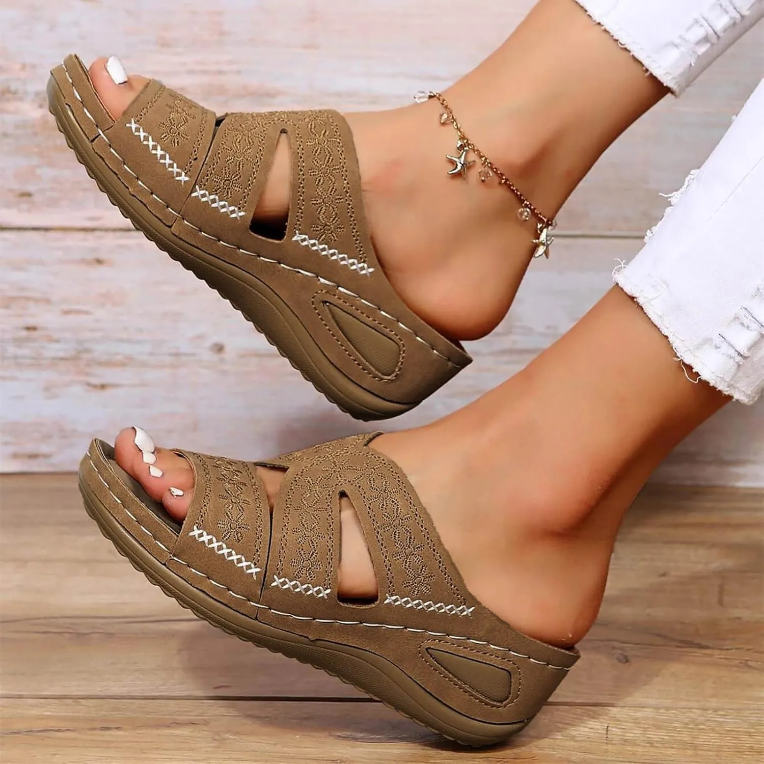 Orthopedic Sandals for Women Dressy Summer Comfortable Sandals with Arch Support Wedge Sandals Flip Flops Sandals