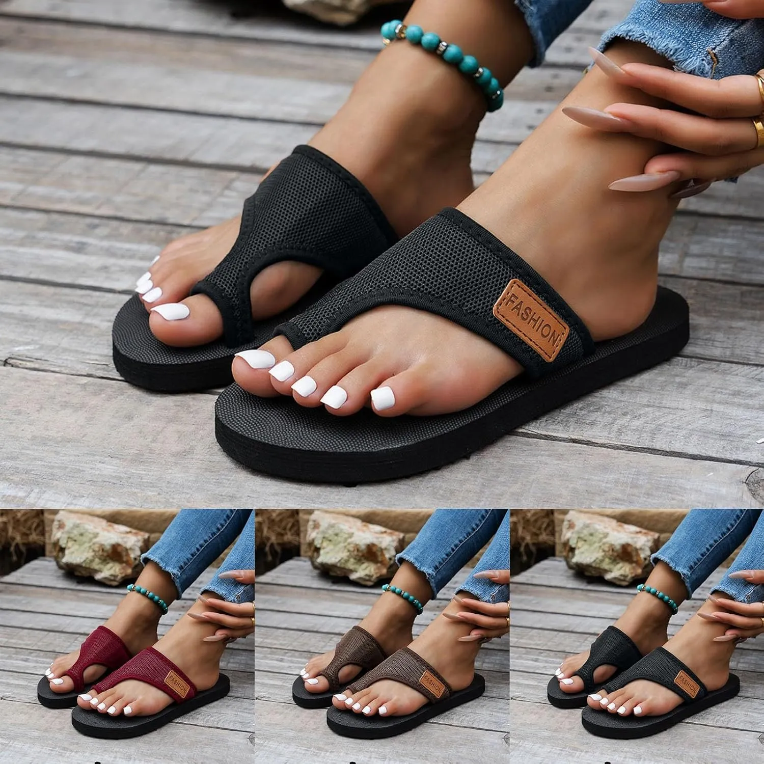 Orthopedic Sandals for Women,Women's Hollow Mesh Slide Sandals with Arch Support Comfortable Beach Sandals Flip Flops