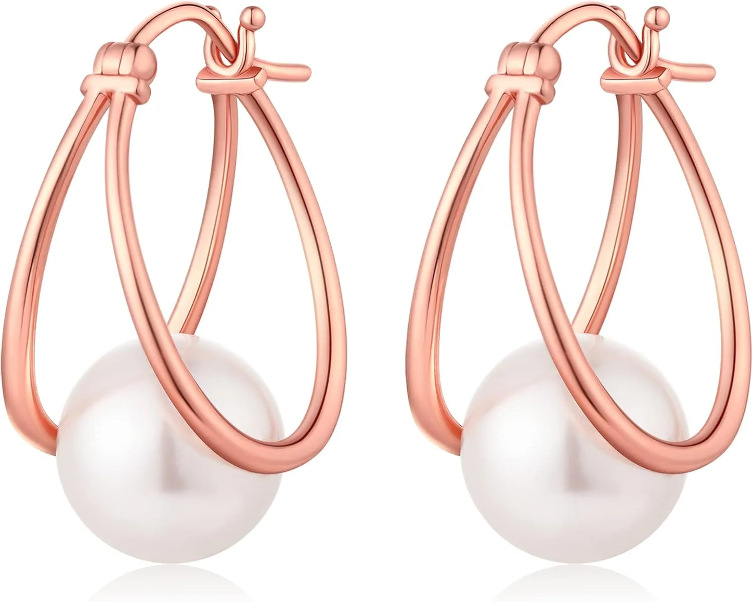 Pearl Dangle Earrings Rose Gold Earrings Pearls Women Pearl Hoop Earrings Hypoallergenic Pearl Earring Womens Pearl Earrings Freshwater Pearl Drop Earrings Pearl Leverback Earrings Silver Pearl Earrings