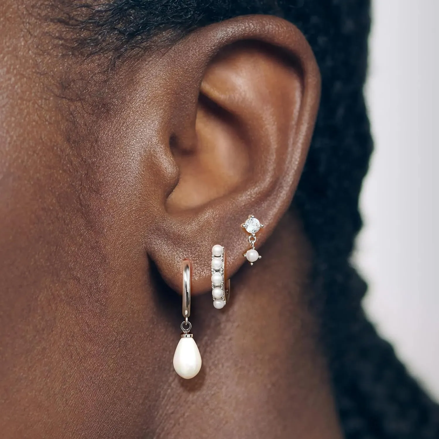Pearl Earrings for Women, Gold Pearl Drop Hoop Earrings Set, Dainty Gold Pearl Earrings for Women Studs, Pearl Jewelry Gifts for Her, Wedding Earrings