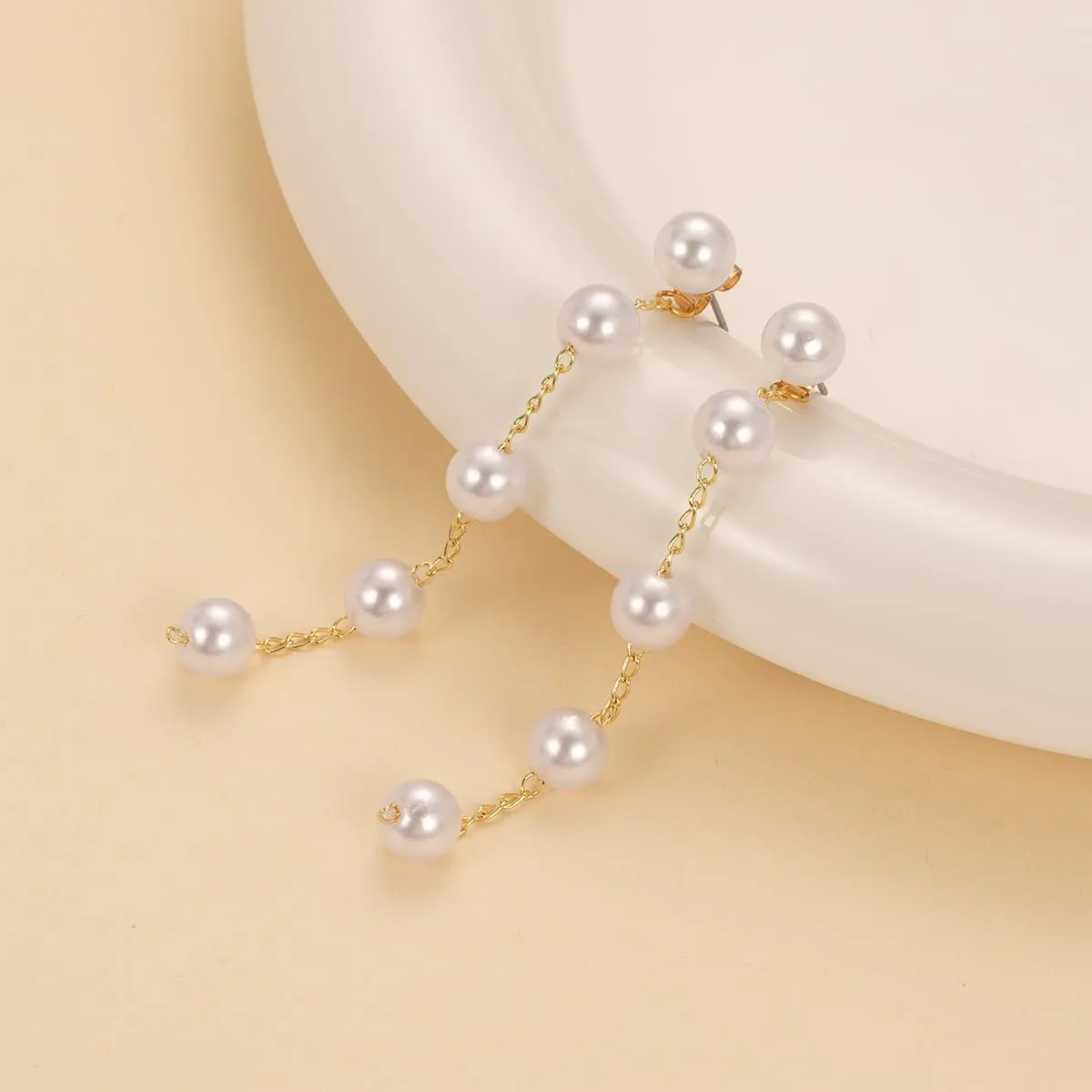 Pearl Earrings for Women - Sparkle Rhinestone Drop Tassel Dangle Earrings - Dainty Freshwater Pearl Bridal Wedding Birthday Christmas Jewelry