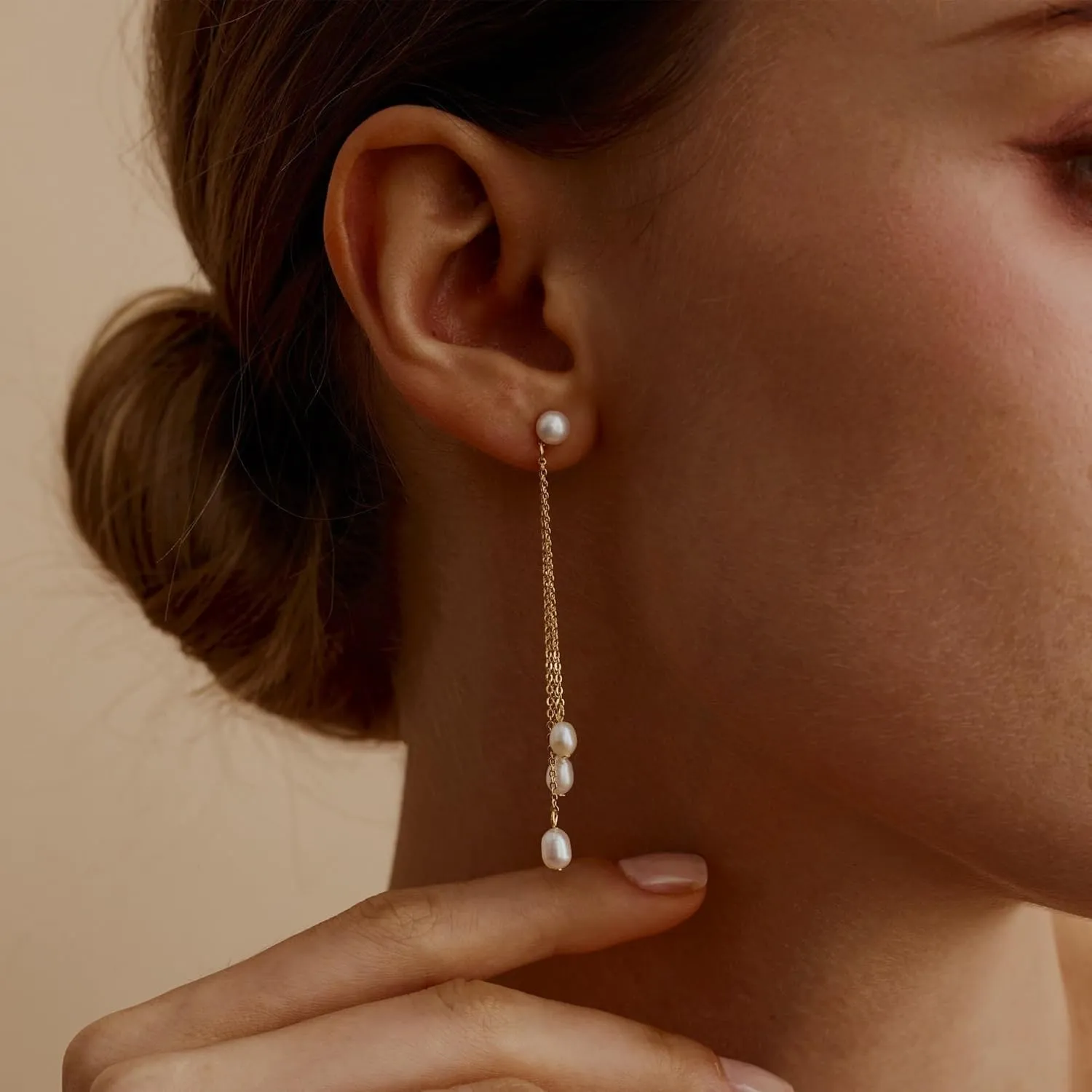 Pearl Earrings for Women Trendy, Dainty Gold Pearl Drop Earrings for Women 14k Gold/Silver Plated Small Pearl Dangle Earrings Cute CZ Gold Pearl Stud Earrings Gold Jewelry Wedding Earrings for Brides
