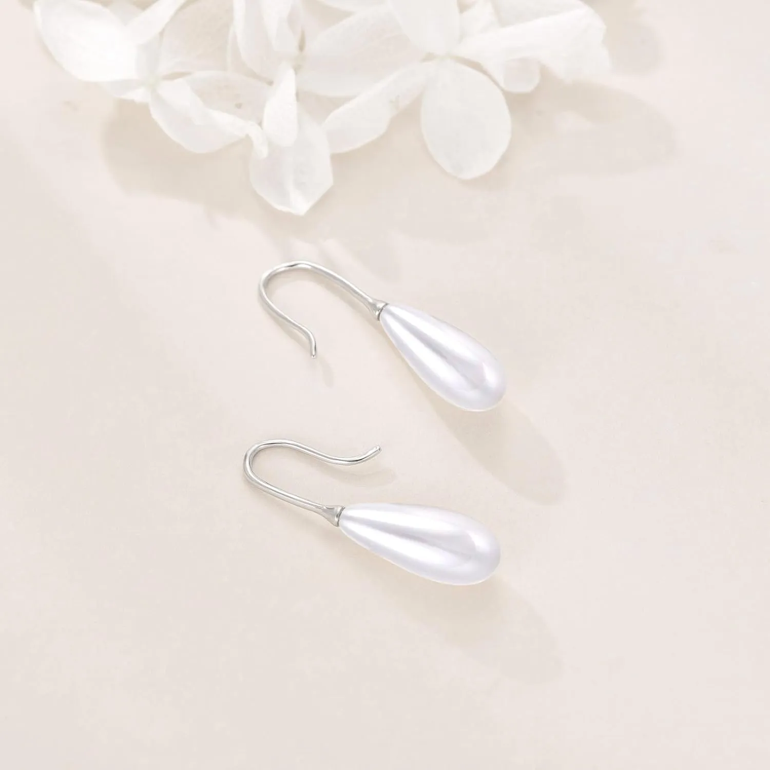 Pearl Threader Earrings 925 Sterling Silver Long Piercing Pearl Tassel Drop Dangle Ear Line Eardrop Earrings Jewelry for Women Teen Girls