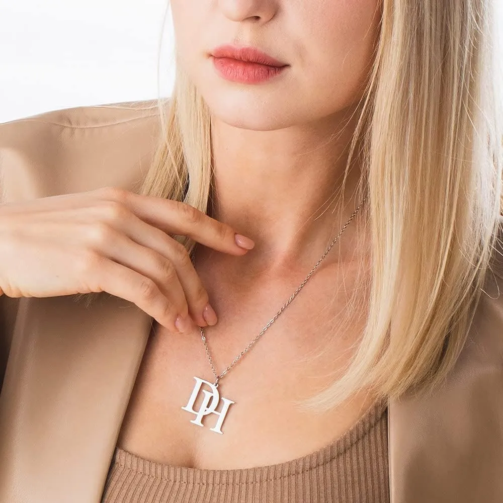 Personalized Two Initials Necklace Gift for Women Lover Best Friend Minimalist Double Letters Pendant Custom 2 Initial Couple Necklace Jewelry for Her