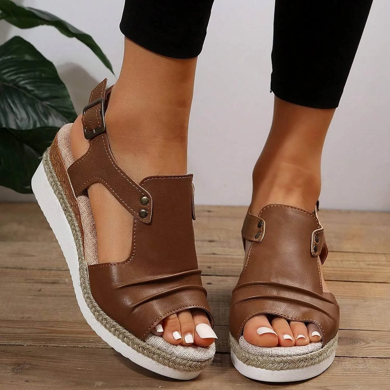 Platform Wedge Sandals for Women Summer Dressy 2025 Open Toe Ankle Strap Orthopedic Sandals Strappy Beach Boho Outdoor Shoes
