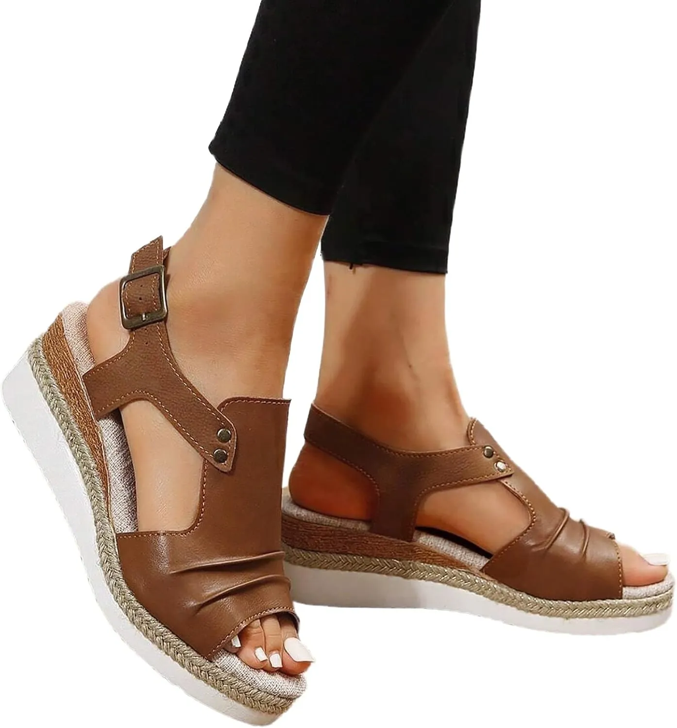 Platform Wedge Sandals for Women Summer Dressy 2025 Open Toe Ankle Strap Orthopedic Sandals Strappy Beach Boho Outdoor Shoes