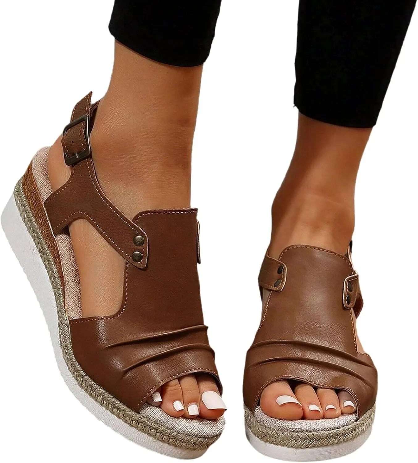 Platform Wedge Sandals for Women Summer Dressy 2025 Open Toe Ankle Strap Orthopedic Sandals Strappy Beach Boho Outdoor Shoes