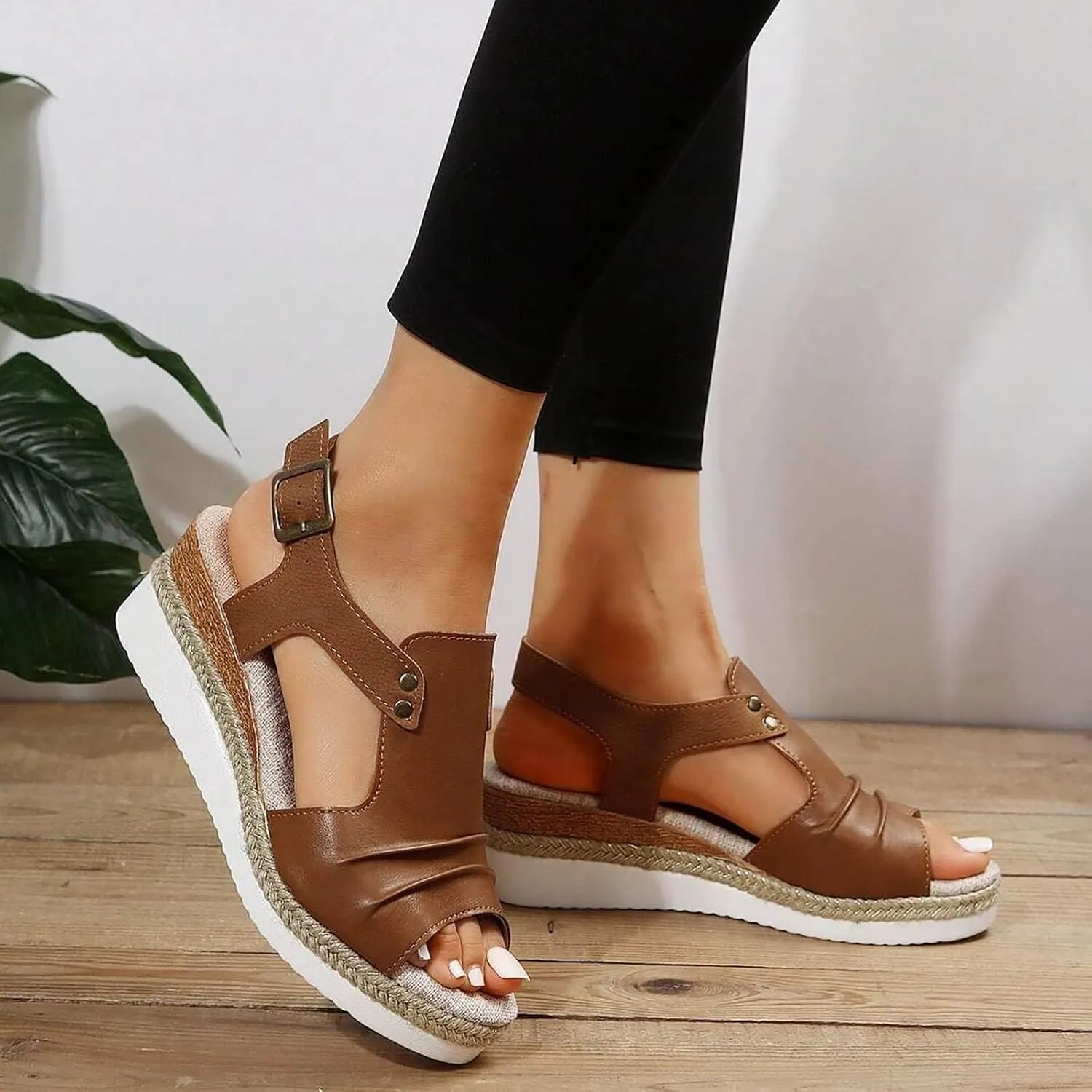 Platform Wedge Sandals for Women Summer Dressy 2025 Open Toe Ankle Strap Orthopedic Sandals Strappy Beach Boho Outdoor Shoes