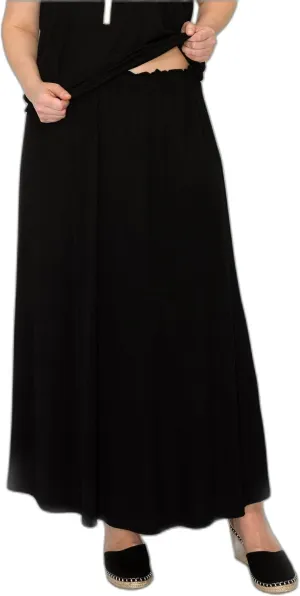 Plus Size Elastic Waist Maxi Skirts Black 2X