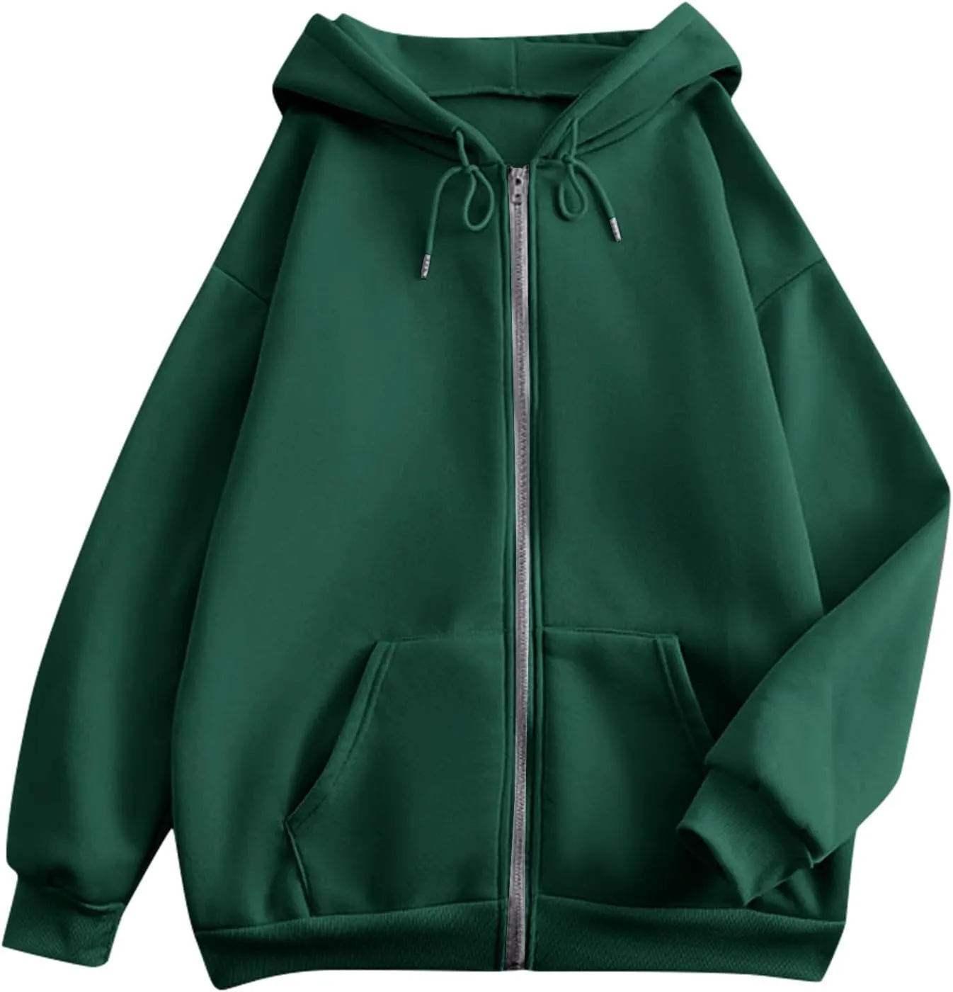 Plus Size Hoodies for Women Y2k Comfy Full Zip Fleece Hoodie Drop Shoulder Oversized Zip Up Cardigan Sweatshirts