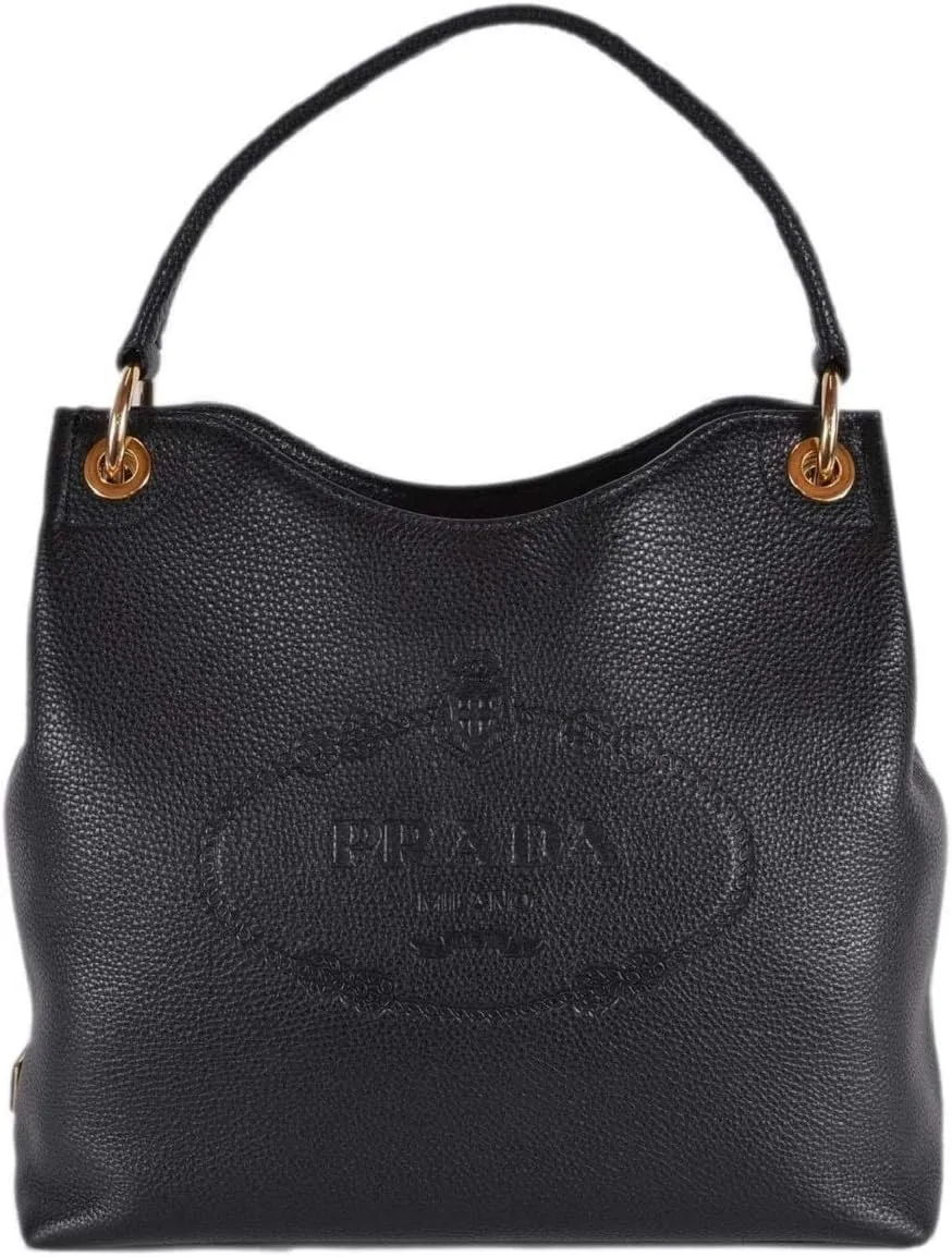 Prada Satchel Bag Handbag For Women - Women's Vitello Daino Black Leather Satchel Bag Handbag 1BC051 Bags For Women