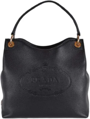 Prada Satchel Bag Handbag For Women - Women's Vitello Daino Black Leather Satchel Bag Handbag 1BC051 Bags For Women