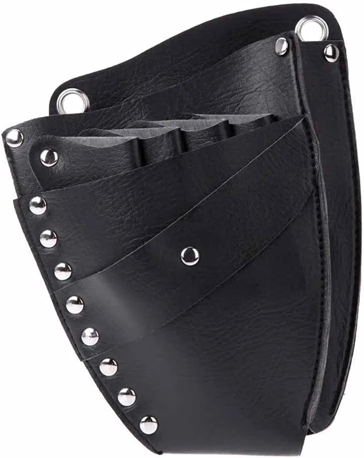 PU Leather Barber Hair Scissor Bag Hairdressing Holster Pouch Holder Case Rivet Clips Bag with Waist Shoulder Belt Hair Tool