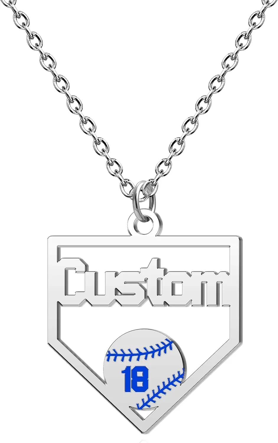 Pugster Personalized Baseball Necklace with Custom Number Home Plate Charm  Softball Baseball Mom Gift