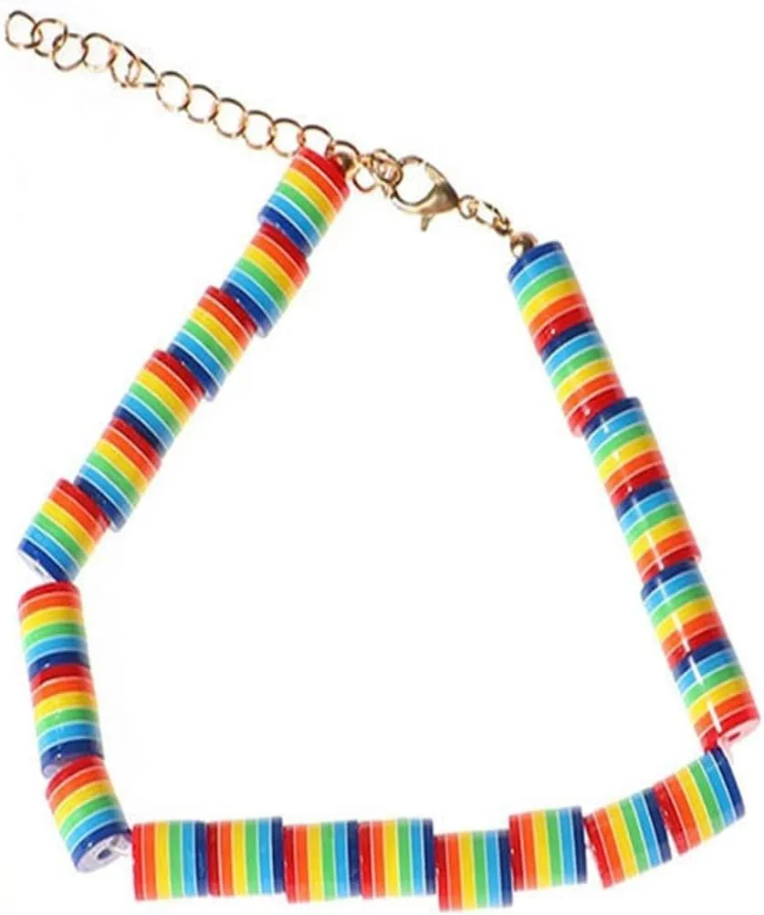 Rainbow LGBT Pride Anklets Handmade Braided Friendship Anklets Boho Colorful Beaded Anklets for Gay Lesbian LGBTQ Beach Foot Chain Jewelry