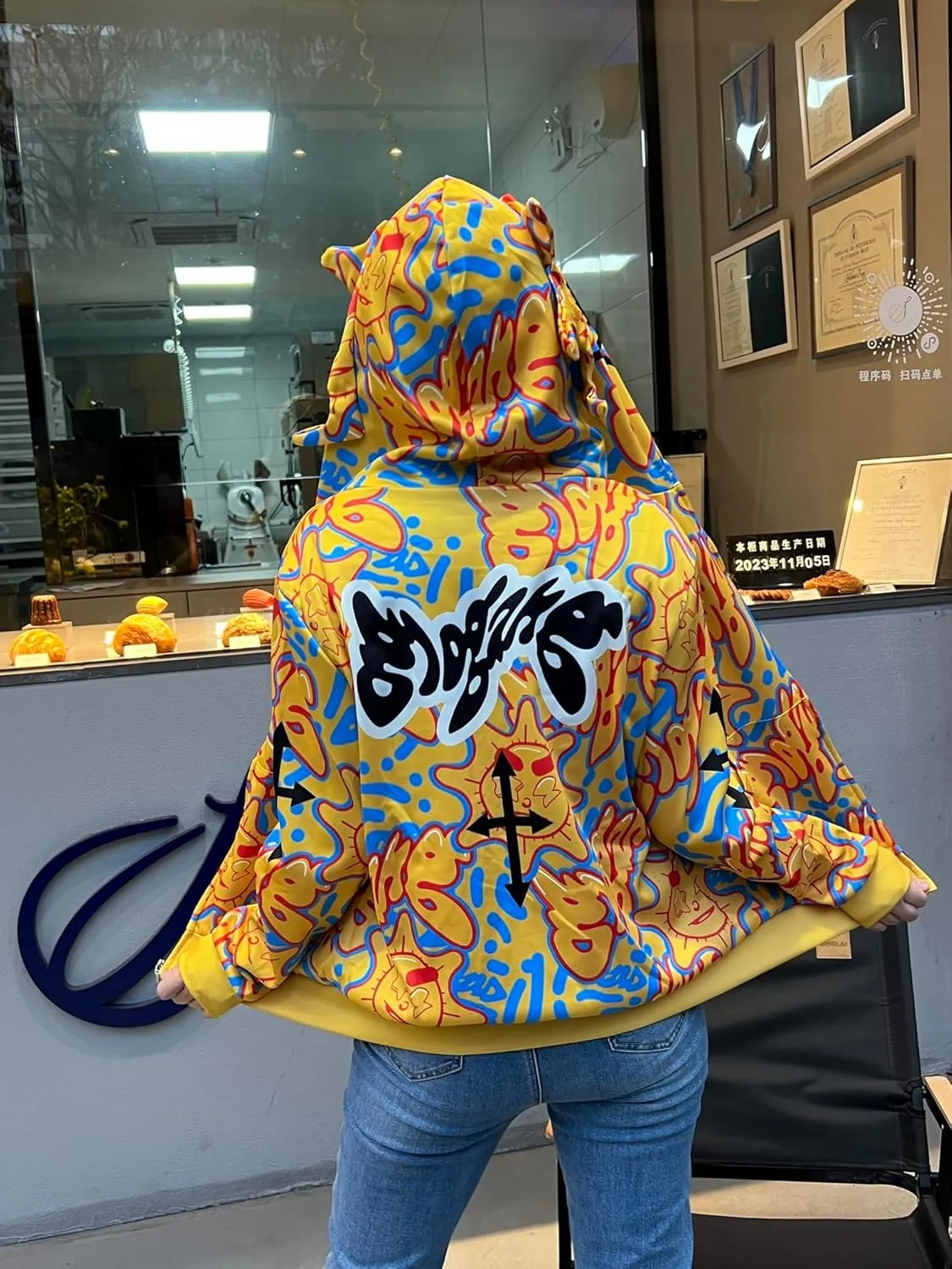 Retro Lazy Style Hoodie for Men Women Fun Multi Angle Full Zip Up Hoodie Oversized Hooded Sweatshirt