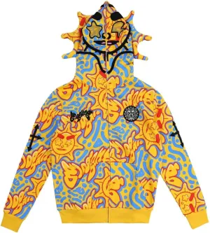 Retro Lazy Style Hoodie for Men Women Fun Multi Angle Full Zip Up Hoodie Oversized Hooded Sweatshirt