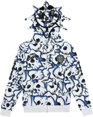 Retro Lazy Style Hoodie for Men Women Fun Multi Angle Full Zip Up Hoodie Oversized Hooded Sweatshirt